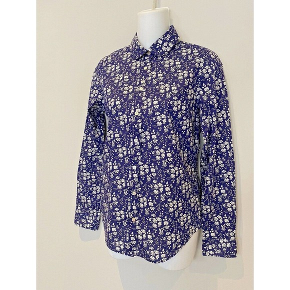 J.Crew Tops - J CREW SHIRT IN‎ NAVY FLORAL PRINT~0~100%cotton ~WONDERFUL